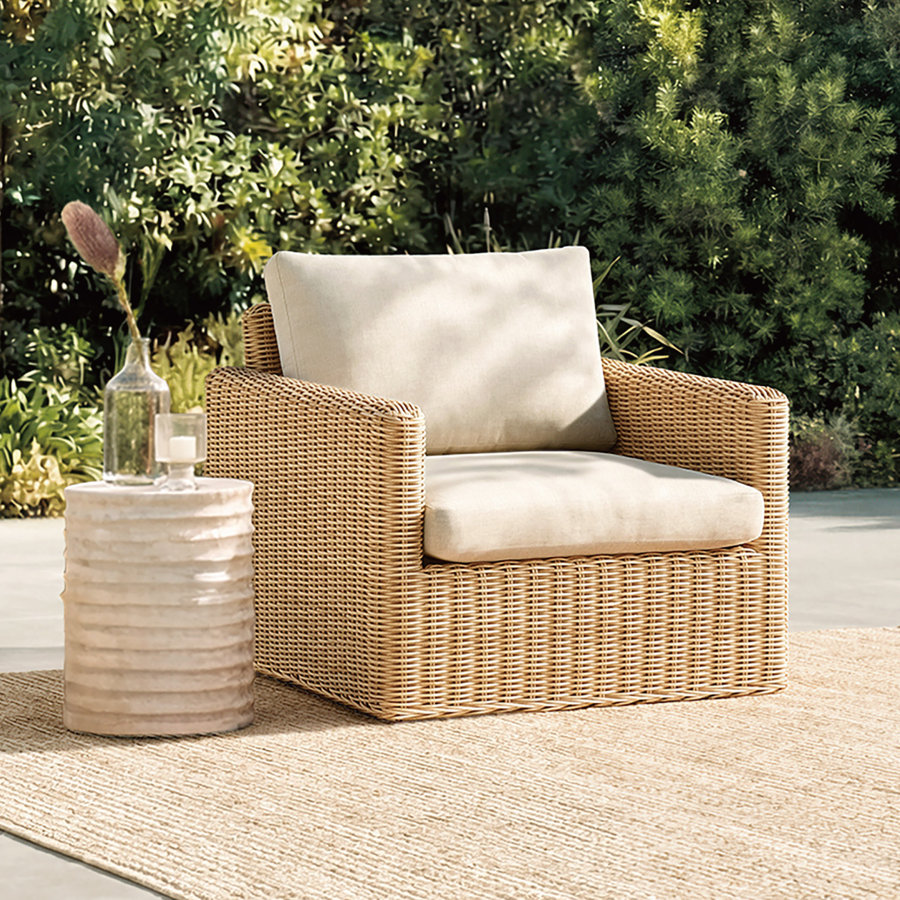 Abela Wicker Outdoor Patio Chair with Cushions